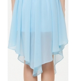 Голубое асимметричное платье с аппликацией