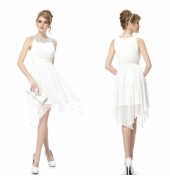 Белое асимметричное платье с аппликацией