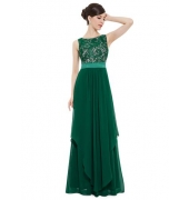 Роскошное многослойное зеленое платье с кружевным верхом