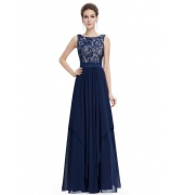 Роскошное многослойное темно-синее платье с кружевным верхом
