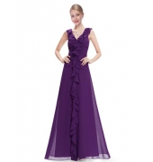 Пурпурное шифоновое платье с оборками