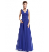 Элегантное ярко-синее платье с двойным V-образным вырезом