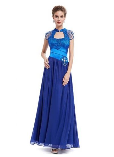 Синее платье в стиле "ретро" с кружевом