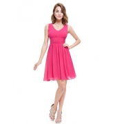 Элегантное розовое платье с V-образным вырезом