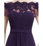 Фиолетовое шифоновое платье с кружевным верхом