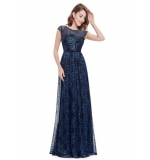 Гипюровое длинное синее платье 