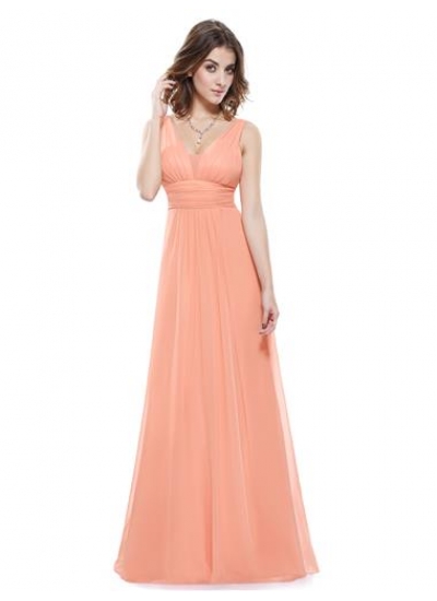 Элегантное персиковое шифоновое платье 