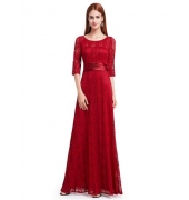 Кружевное ярко красное платье с рукавами
