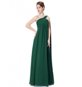 Зеленое вечернее платье на одно плечо