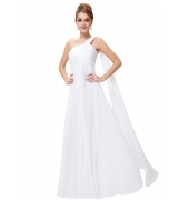 Белое вечернее  платье с воланом
