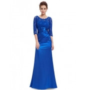 Кружевное платье с рукавом 3/4 ярко-синее