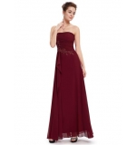 Бордовое платье без бретелей с кружевом на гофрированном лифе 