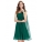 Короткое шифоновое платье на одно плечо-зеленое