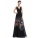 Длинное черное супер модное платье с принтом 