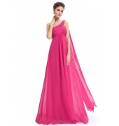 Розовое яркое вечернее  платье с воланом