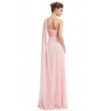 Розовое вечернее  платье с воланом