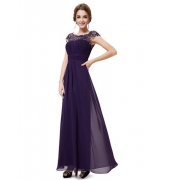 Элегантное шифоновое платье с кружевным верхом-фиолетовый