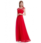 Элегантное шифоновое платье с кружевным верхом-красное