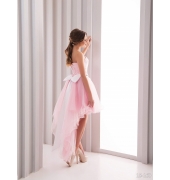 Розовое платье c кружевным верхом и бантом