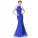 Кружевное длинное платье яркого синего цвета