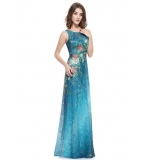 Длинное платье из синего кружева с принтом