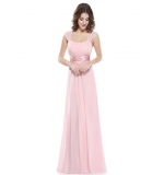 Нежно-розовое платье с драпировкой и атласной вставкой на талии 