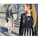  Черное модное платье с клиньями из евро сетки