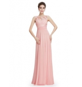 Нежно-розовое изящное платье с кружевной аппликацией