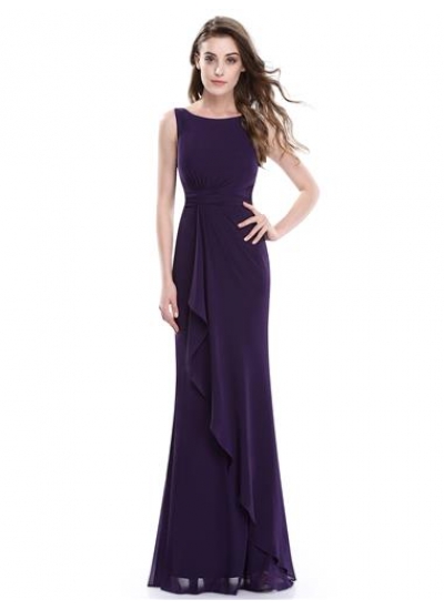 Фиолетовое вечернее  платье с воланом