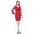 Красное платье с длинным прозрачным рукавом