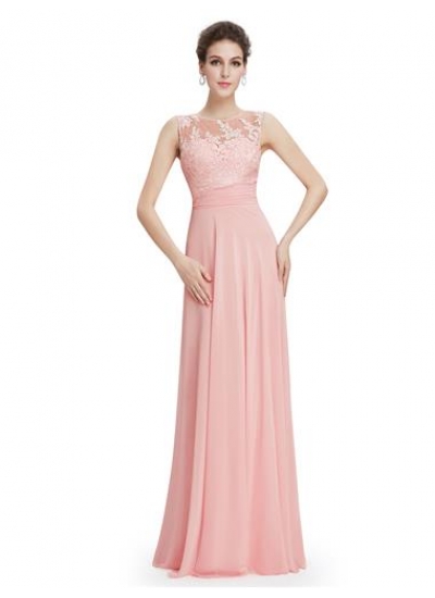 Длинное розовое платье с прозрачной сеткой