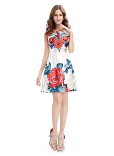 Атласное модное платье с цветочным принтом