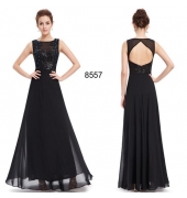 Черное платье с открытой спиной, вышивкой и блестящим верхом