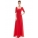 Длинное платье с кружевными рукавами-красный