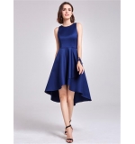 Ассиметричное темно синее платье
