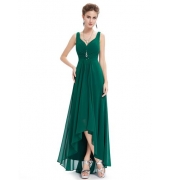 Вечернее зеленое платье с украшением и стразами