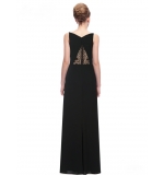 Черное длинное платье с кружевными вставками
