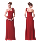 Великолепное платье на одно плечо-ярко красного цвета