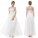 Белое длинное платье с аппликацией и бисером для венчания