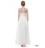 Белое длинное платье с аппликацией и бисером