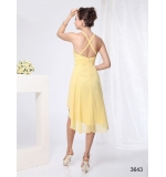 Желтое шифоновое платье со стразами